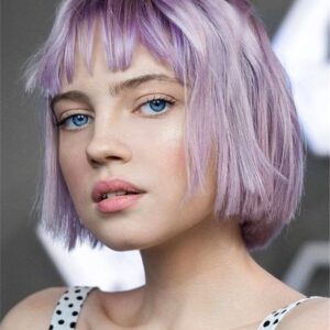 Short Purple Bob Hairstyles Synthetic Hair Capless Women 10 Inches 130% Wigs
