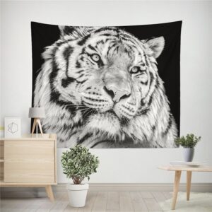 3D Wild Tiger Black and White Wall Tapestry Home Decoration Wall Decorations