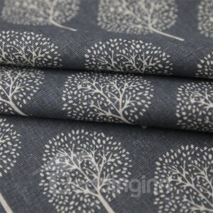Black and White Small Tree Printed Grommet Top Custom Curtain