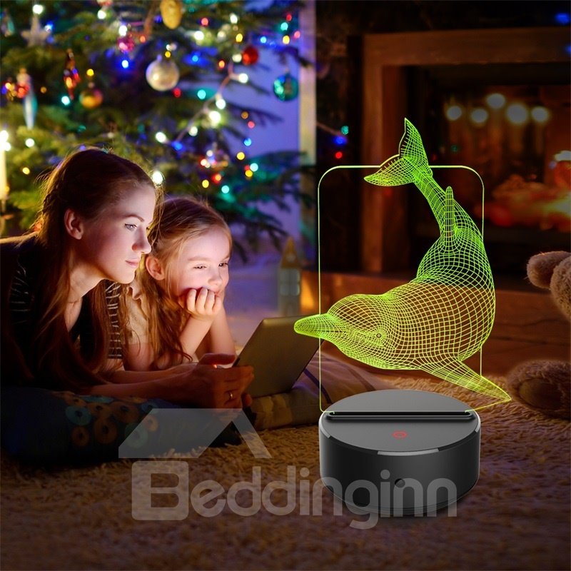 Remote Control 7 Colors 3D Dolphin LED Night Table Lamp