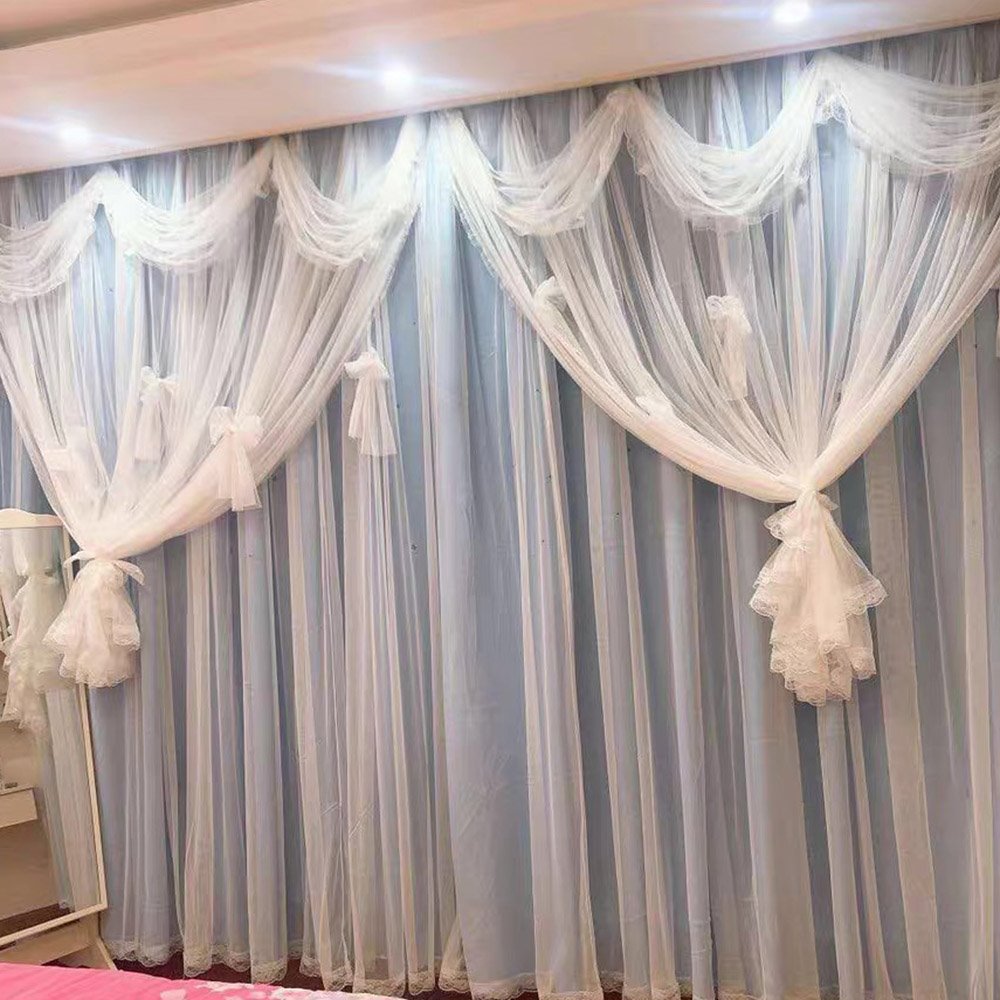 Princess Style Star Hollowed-out Blackout Decorative Curtain Set Cloth and Sheer Sewing Together Custom 2 Panels Drapes for Living Room Bedroom - Image 13