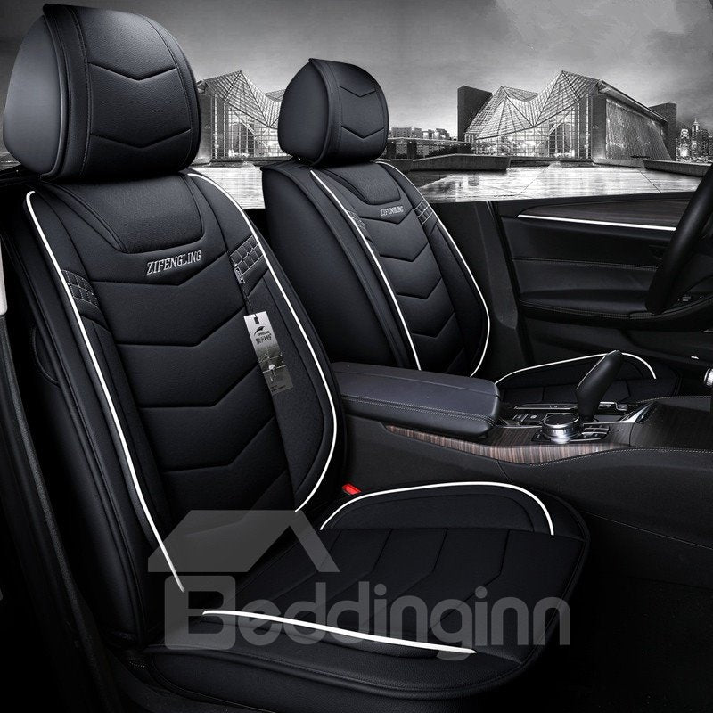 5-Seater Wear Resistant Durable Unfading Man-Made Leather Business Style Plain Pattern Truck/ Car Seat Cover - Image 2