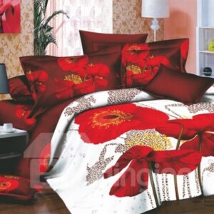 US Only Seductive Red Poppy Print 3D Duvet Cover Set/Bedding Set