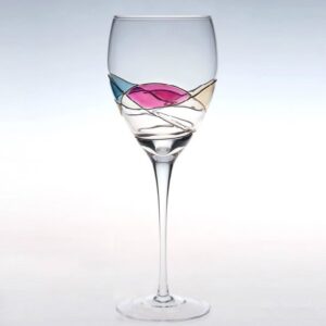 Coloured Drawing/pattern Red Wine Goblet Glasses