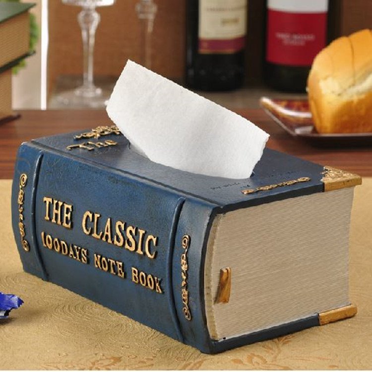 Creative Noble Vintage Book Shape Resin Tissue Box - Image 2