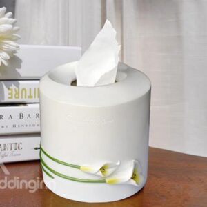 New Arrival Simple and Elegant Pastoral Resin Fine Handiwork Calla Tissue Box