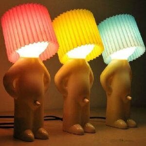 Funny Creative Shy Little Boy Bedside Multi-colored Lampshade Light