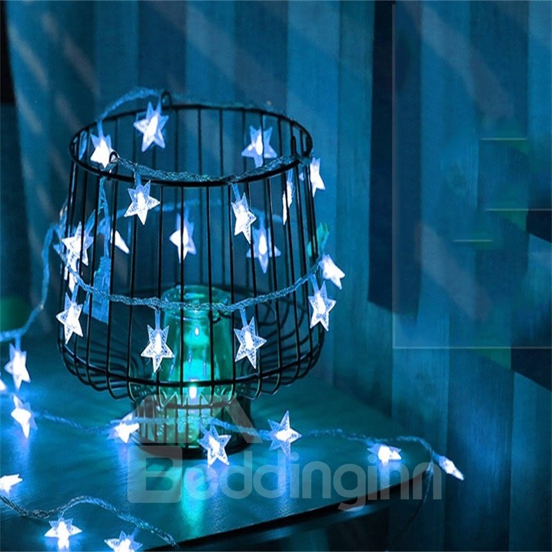 Romantic and Pretty Solid or Colorful Stars Festival Room Door and Tree LED Strings - Image 2