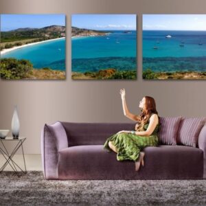 Lovely Blue Ocean and Beach Scenery 3-piece Cross Film Wall Art Prints