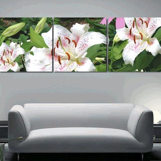New Arrival Beautiful Lilies Print 3-piece Cross Film Wall Art Prints