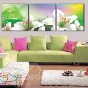 New Arrival Lovely Lily Flowers Print 3-piece Cross Film Wall Art Prints