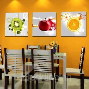 New Arrival Modern Style Colorful Fruits Print 3-piece Cross Film Wall Art Prints