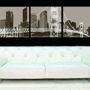 New Arrival Elegant Big City and Bridge Print 3-piece Cross Film Wall Art Prints