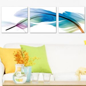 Lovely and Elegant Colorful Feathers Print 3-piece Cross Film Wall Art Prints