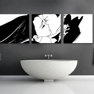 Lovely Kissing Couple Print 3-piece Cross Film Wall Art Prints