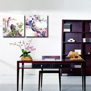 New Arrival Lovely Birds Standing on the Tree Print 2-piece Cross Film Wall Art Prints