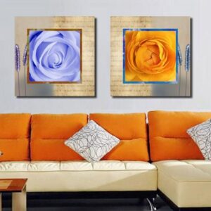 New Arrival Beautiful Roses Beige Borders Print 2-piece Cross Film Wall Art Prints