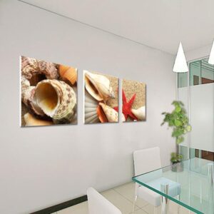 Lovely Shells on the Beach Print 3-piece Cross Film Framed Canvas Art