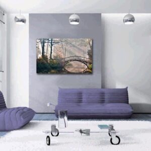 New Arrival Beautiful Wooden Bridge in Forest Print Cross Film Wall Art Prints
