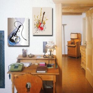 New Arrival Cool Electric Guitar Print 2-piece Cross Film Wall Art Prints