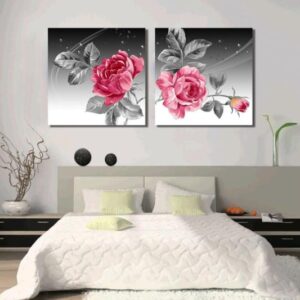 New Arrival Beautiful Red Peony Flowers 2-piece Cross Film Wall Art Prints