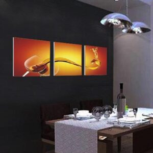New Arrival Elegant Wine in Glass Print 3-piece Cross Film Wall Art Prints