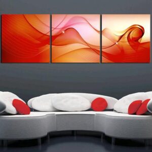 New Arrival Modern Golden Red Patterns Print 3-piece Cross Film Wall Art Prints