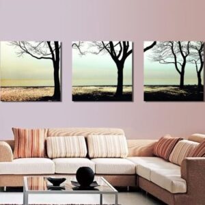 New Arrival Elegant Trees on the Bank Print 3-piece Cross Film Wall Art Prints