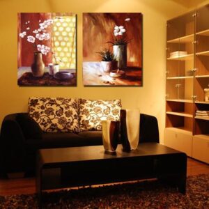 New Arrival Beautiful White Flowers in Vase Painting Print 2-piece Cross Film Wall Art Prints