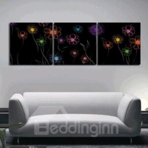 New Arrival Lovely Small Colorful Flowers Print 3-piece Cross Film Wall Art Prints