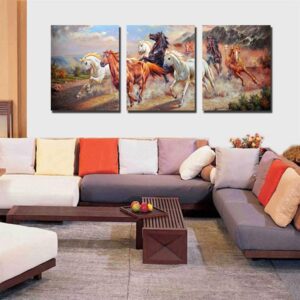 New Arrival Galloping Horses 3-piece Cross Film Wall Art Prints