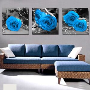 Elegant Blue Roses & Pearl Cross Film Wall Art Prints