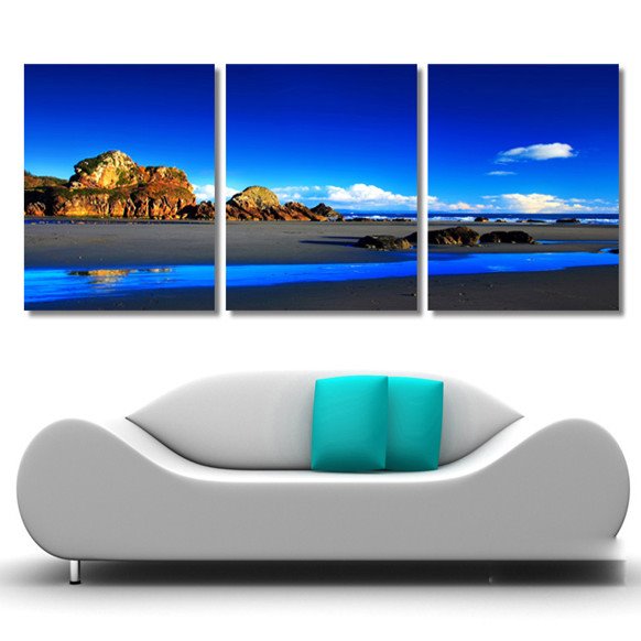New Arrival Blue Sky White Clouds And The Lake Cross Film Wall Arts Prints