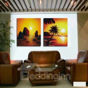 New Arrival Cconut Tree And Sunrise Cross Film Wall Art Prints