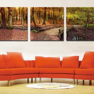 Beautiful Bridge on the Lake Forest Scenery Pattern Film Modern Art Prints