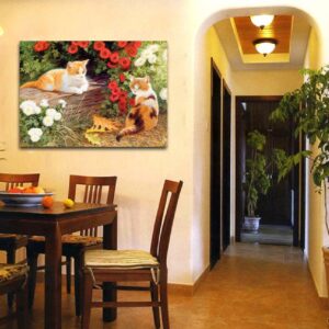 New Arrival Lovely Cats With Flowers Surrounded Film Wall Art Prints