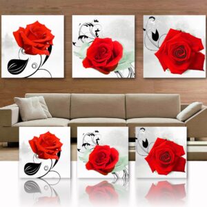 New Arrival Red Rose Blossom Film Art Wall Prints
