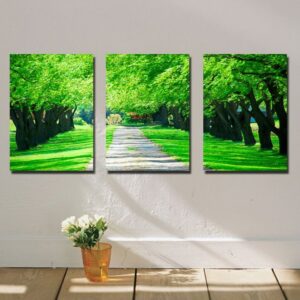 Beautiful Green Trees Along The Road Canvas Wall Art Prints