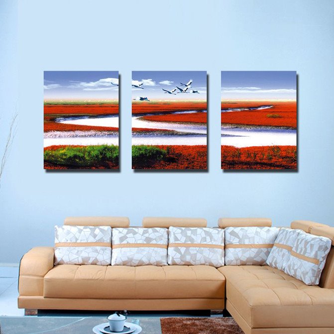 New Arrival Seagull Flying Over Sea of Flowers Canvas Wall Prints