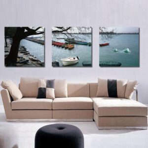 Simple Style Boat and Swan on Lake None Framed Canvas Wall Art Prints