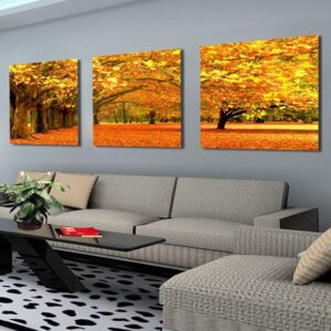 Gorgeous Trees and Leaves Fallling on Ground Canvas Wall Art Prints