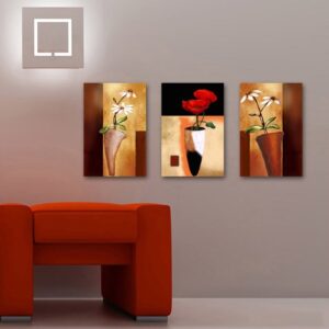 Red and White Flowers in Distinctive Bottle Pattern Canvas Wall Prints