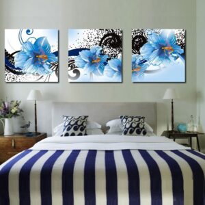 Fancy and Elegant Flowers Pattern 3-piece Framed Canvas Wall Art Prints