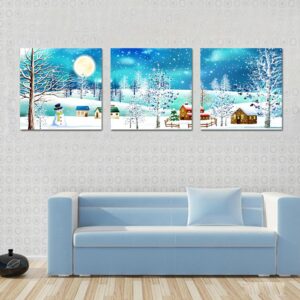 Amazing Village View and Fancy Snow Film Art Wall Prints