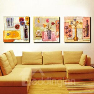Flowers in Vase and Wine Film Art Wall Prints