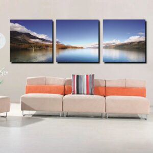 Beautiful Lake Beside Mountain and Blue Sky Film Art Wall Prints