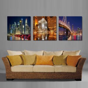 Great Night Scene of Modern City Film Art Wall Print