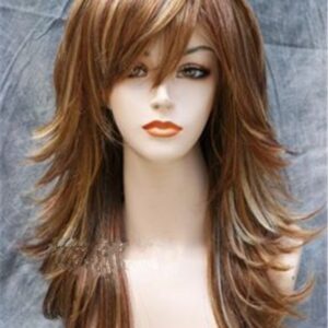 Layered Hairstyle Women's Wavy Synthetic Hair Capless Wigs With Bangs 18 Inches