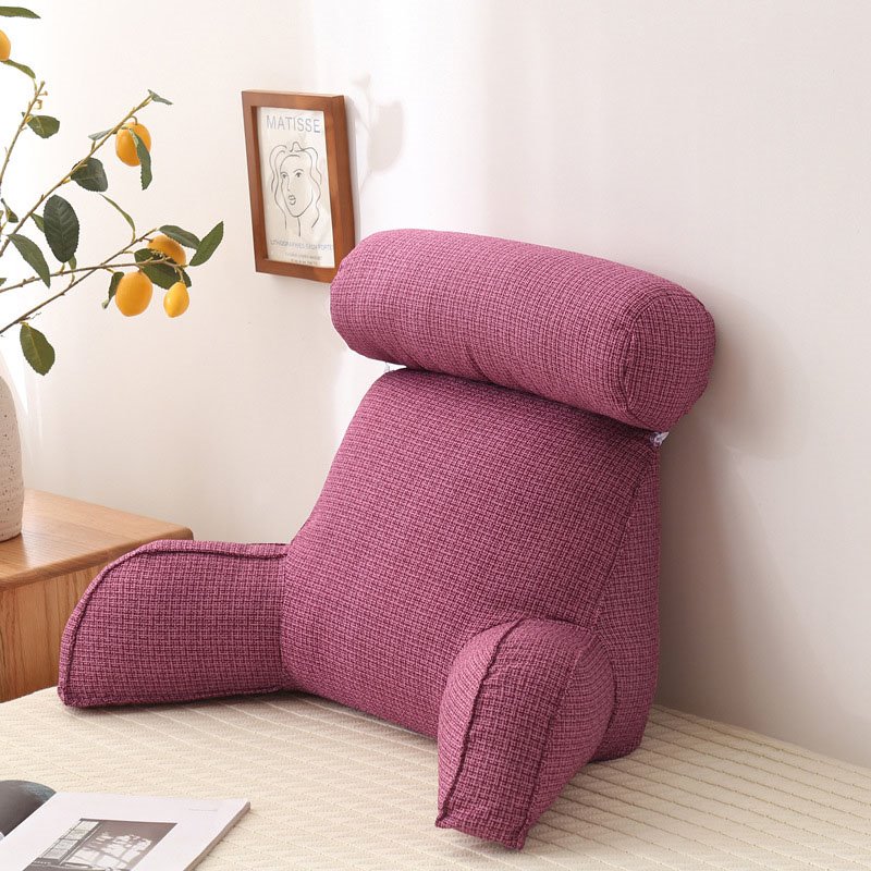Reading Pillows with Arms Adjustable Memory Foam Bed Rest Chair Sitting Up Detach Neck Roll Removable Cover - Image 2
