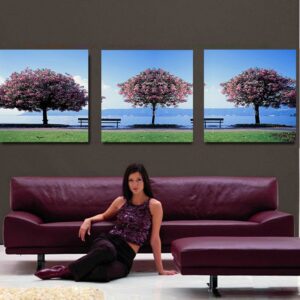 Beautiful Flower Tree 3-Pieces of Crystal Film Art Wall Print